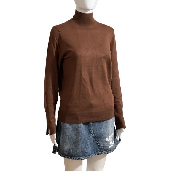 Zara Womens Size L Sweater High Collar Neck Turtle Neck Long Sleeve Brown NWT - Picture 3 of 14